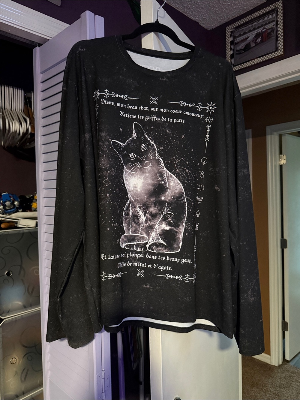 Fleurs of evil long sleeve oversized boyfriend tee. L /blk
